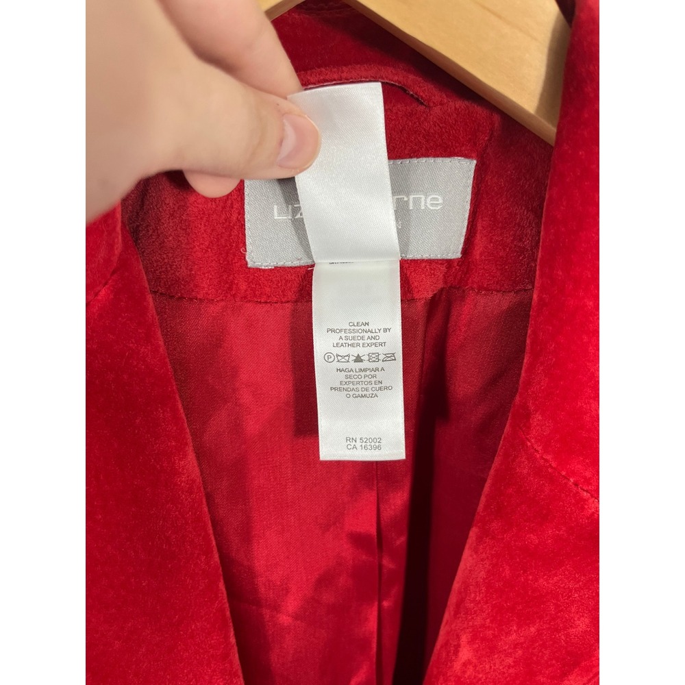 Vintage Liz Claiborne Womens Genuine Suede Jacket M Cherry Red‎ Minimalist Chic - Picture 3 of 9